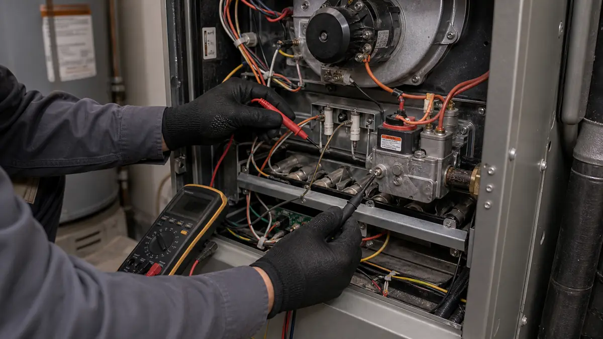 Trane furnace no-heat flash-code diagnosis in Burbank, CA